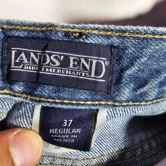 Lot of 2 Lands End Straight Leg Jeans Mens Size 34x24 Medium Blue Cotton Denim - Picture 3 of 14